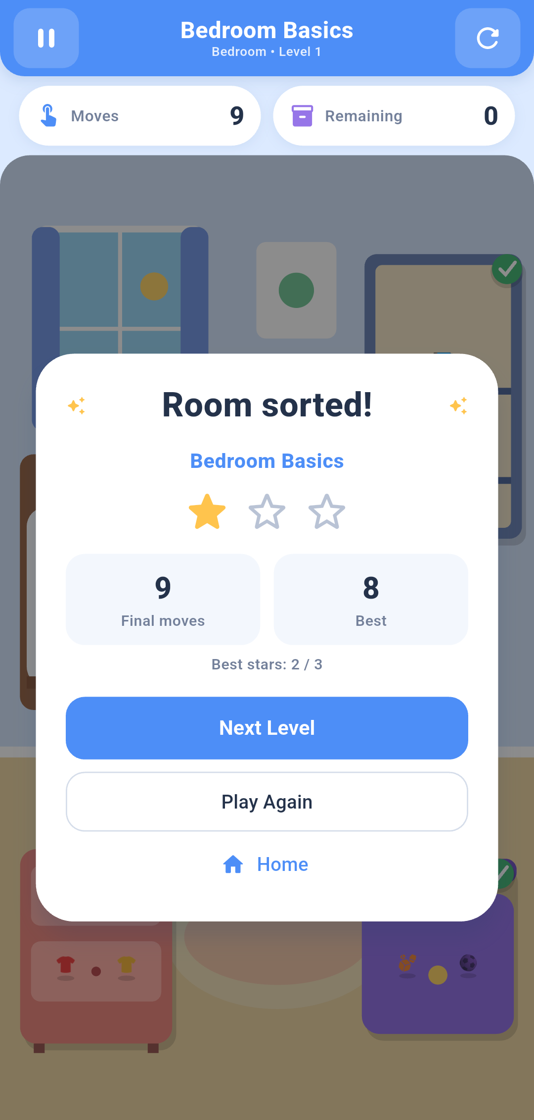 Sortly Room sorted completion result for Bedroom Basics